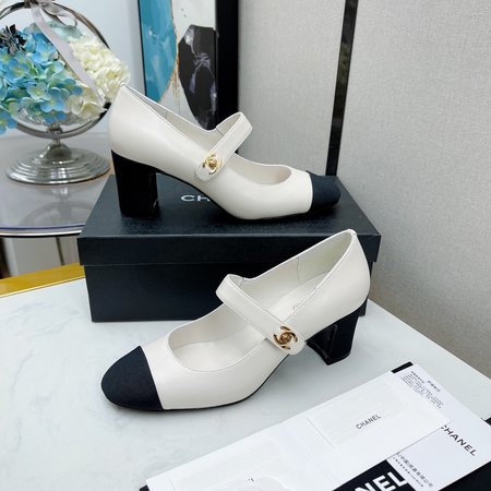 Chanel Round Toe Colorblock CC Buckle Mary Jane Shoes