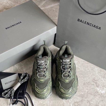 Balenciaga Green Distressed Sneakers