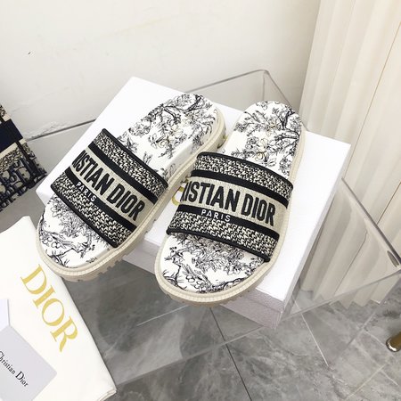 Dior jacquard embroidered slides