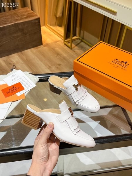 Hermes goatskin slippers