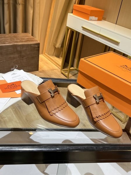 Hermes goatskin slippers