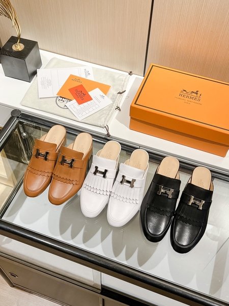 Hermes goatskin slippers