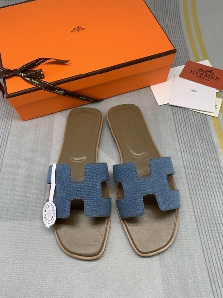 Hermes Denim Oran Sandals