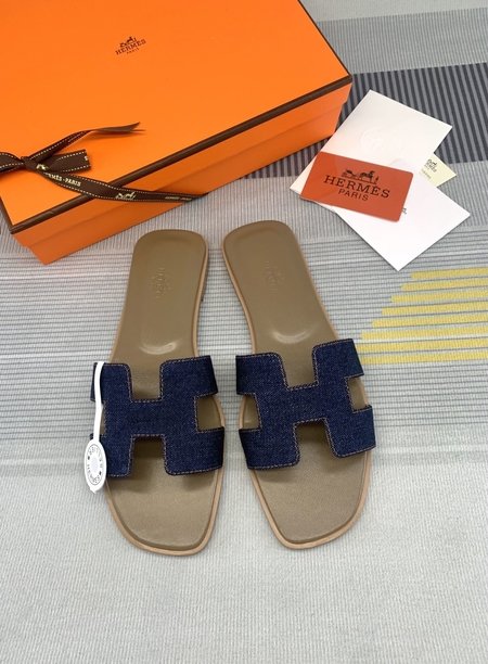 Hermes Denim Oran Sandals