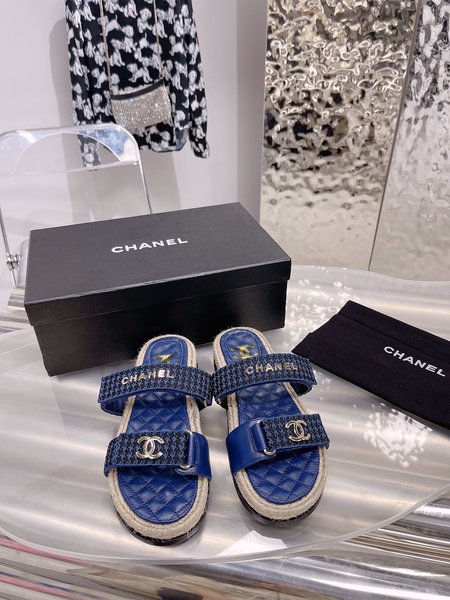 Chanel Hemp Rope Platform Sandals