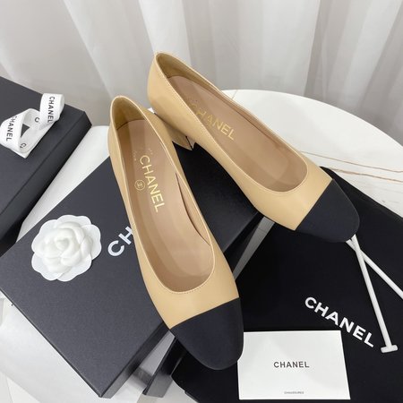 Chanel Classic color block chunky heel women s shoes