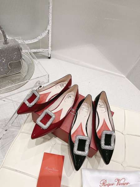 Valentino Classic square buckle rhinestone women s shoes