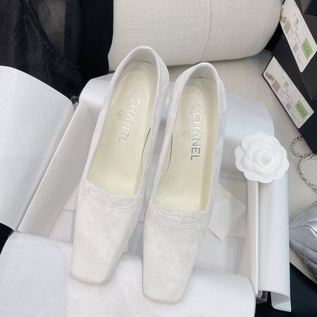 Chanel Mid-Antique Suede Square Toe Pumps