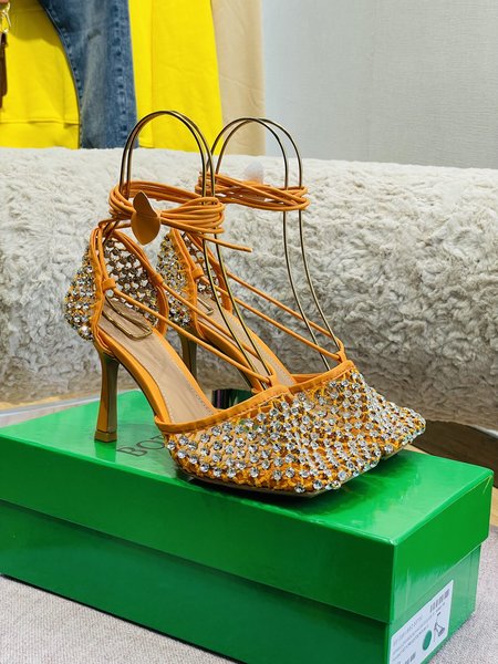 Bottega Veneta mesh rhinestone high heels