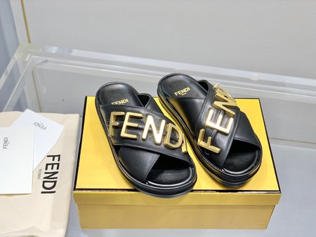 Fendi Metal Big Logo Slippers