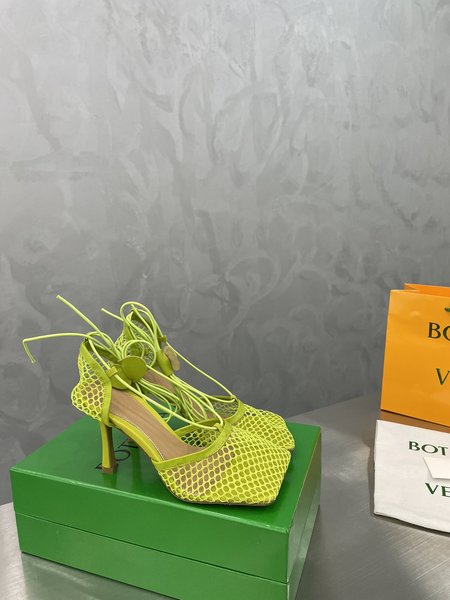 Bottega Veneta BV Roman Lace-Up Mesh Heeled Sandals