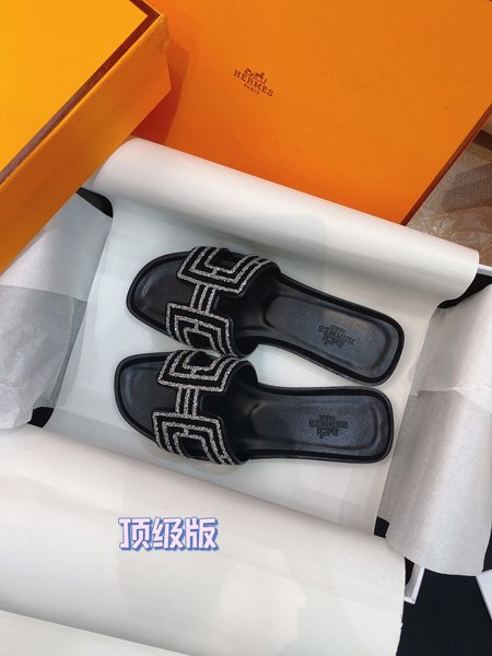 Hermes crystal diamond slippers