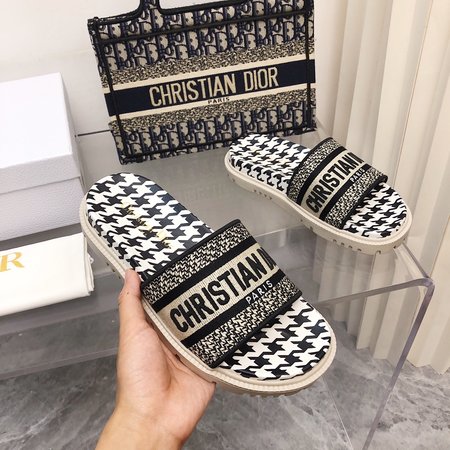 Dior jacquard embroidered slides