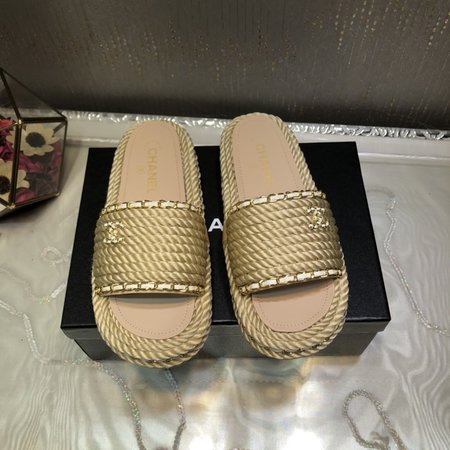 Chanel chain platform slippers