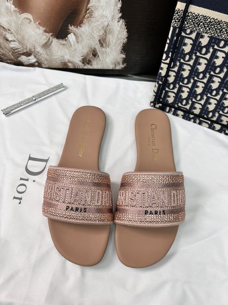 Dior DWAY lettered flat slides