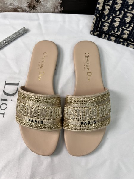 Dior DWAY lettered flat slides