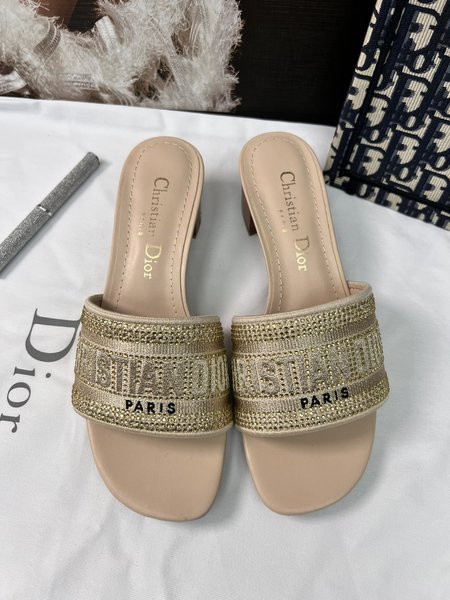 Dior Women s shoes embroidered letters slingback slippers