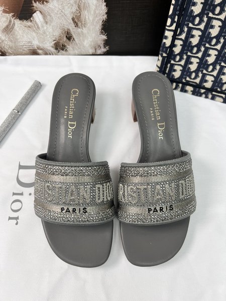 Dior Women s shoes embroidered letters slingback slippers