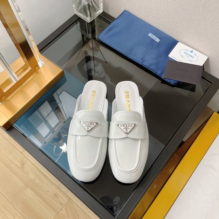 Prada square toe mule slides