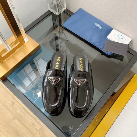 Prada square toe mule slides