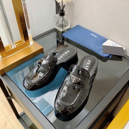 Prada patent leather mules