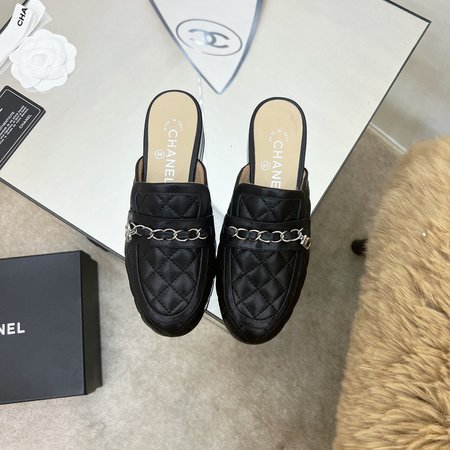 Chanel Rhombus Chain Single Half Slippers