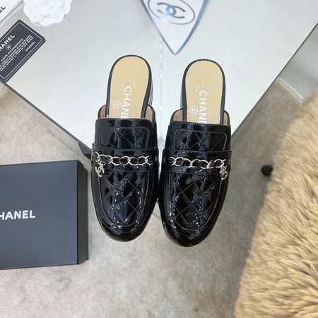 Chanel Rhombus Chain Single Half Slippers