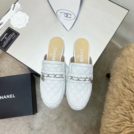 Chanel Rhombus Chain Single Half Slippers