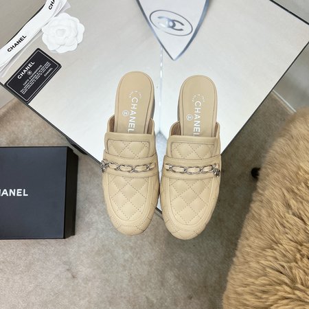 Chanel Rhombus Chain Single Half Slippers