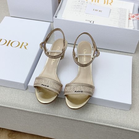 Dior Rhinestone Color Block Heeled Sandals