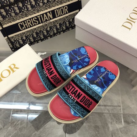 Dior jacquard embroidered slides