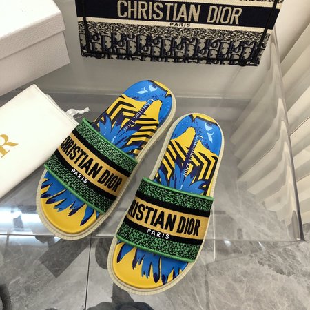 Dior jacquard embroidered slides