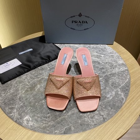 Prada square toe high heel slippers