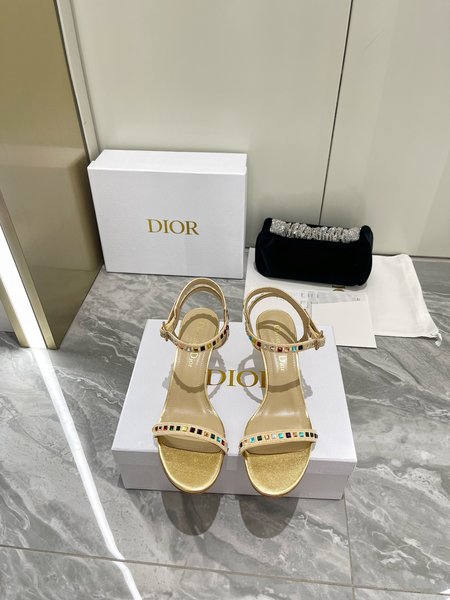 Dior Dway heeled sandals with intricate embroidery on Italian lasts