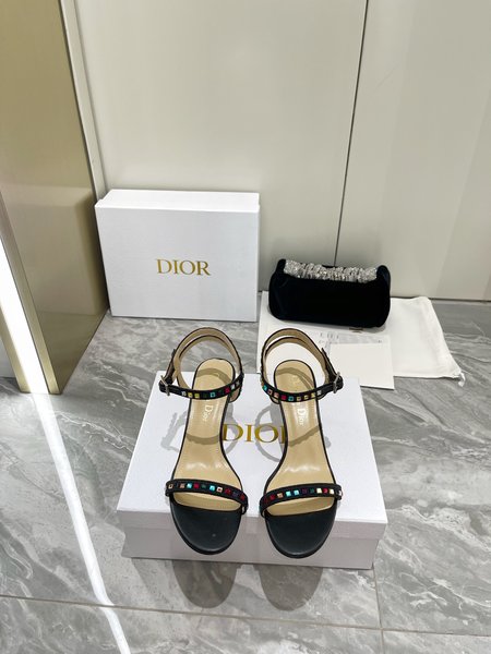 Dior Dway heeled sandals with intricate embroidery on Italian lasts