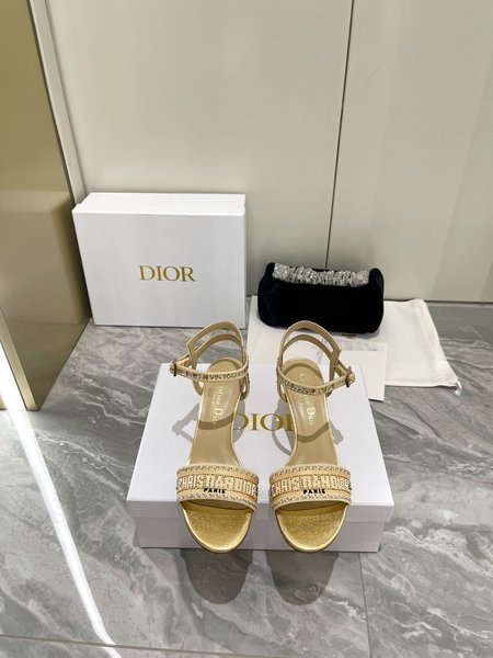 Dior Dway heeled sandals with intricate embroidery on Italian lasts