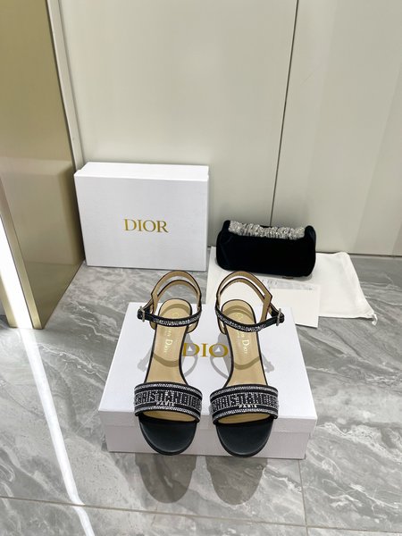 Dior Dway heeled sandals with intricate embroidery on Italian lasts