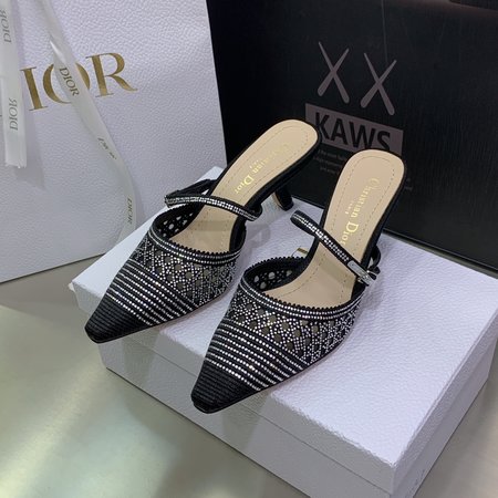 Dior La Paisienne CD bow crystal diamond buckle low-heeled sandals