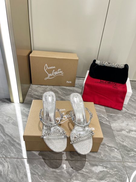 Christian Louboutine Just Queen sandal slippers with rhinestones