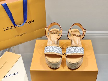 Louis Vuitton Straw WedGes Sandals