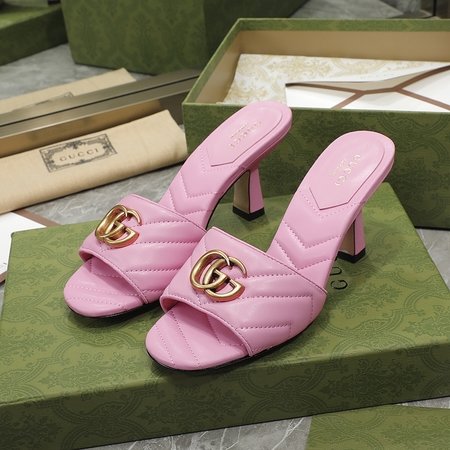 Gucci GG buckle high heel slippers