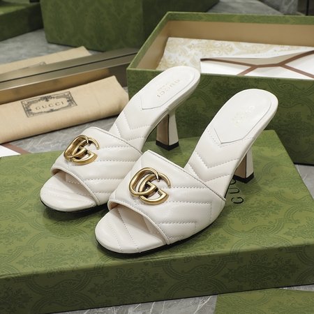 Gucci GG buckle high heel slippers