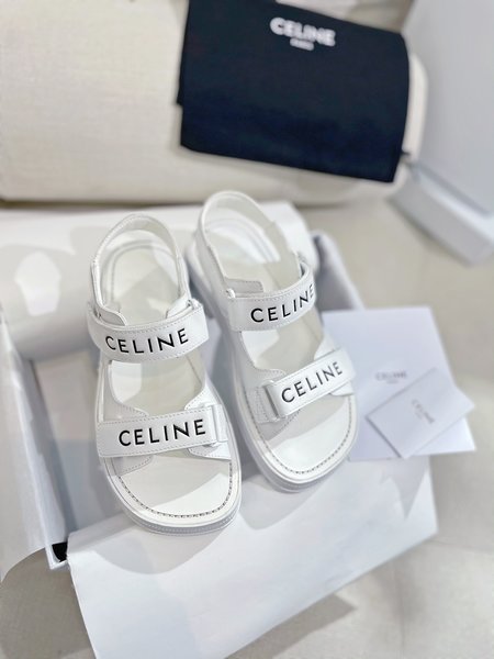 Celine version letter platform sandals in leather