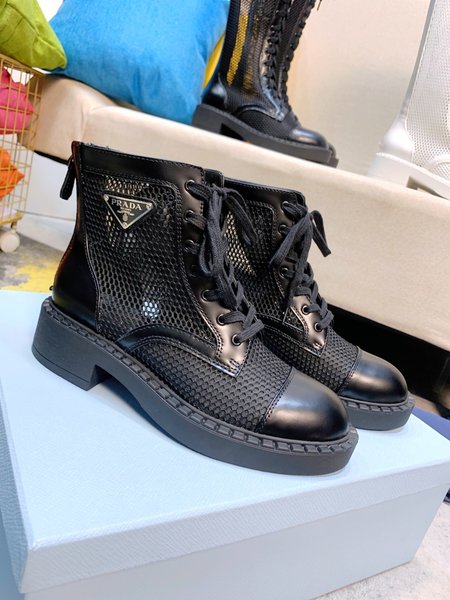 Prada Boot triangle buckle zipper