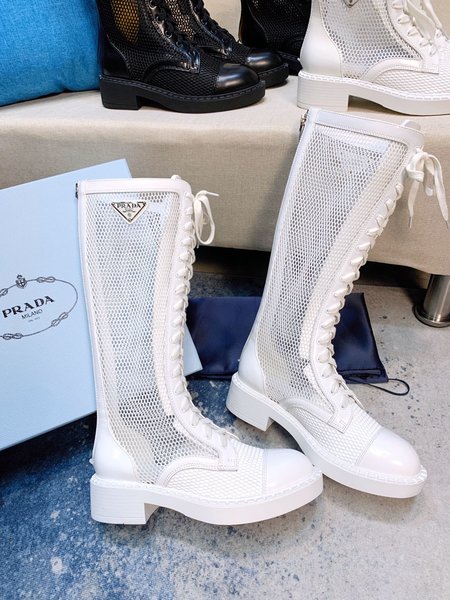 Prada Boot triangle buckle zipper