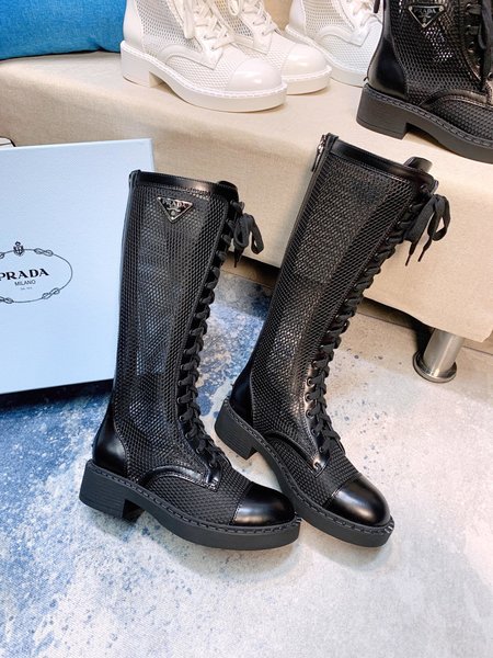 Prada Boot triangle buckle zipper