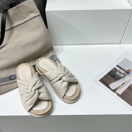 Dior Embroidered Espadrilles Slippers