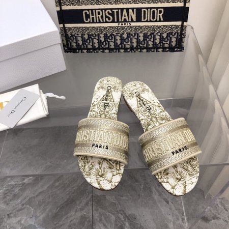 Dior jacquard embroidered diamond slides