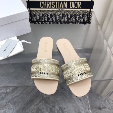 Dior jacquard embroidered diamond slides