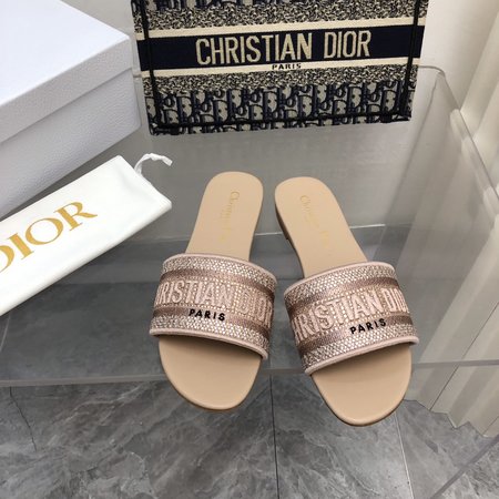 Dior jacquard embroidered diamond slides